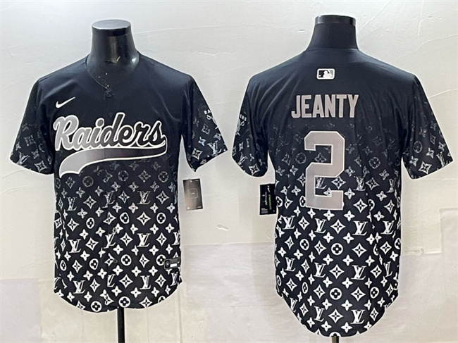 Men's Las Vegas Raiders #2 Ashton Jeanty Black Limited Stitched Baseball Jersey Men's Las Vegas Raiders #2 Ashton Jeanty Black Limited Stitched Baseball Jersey